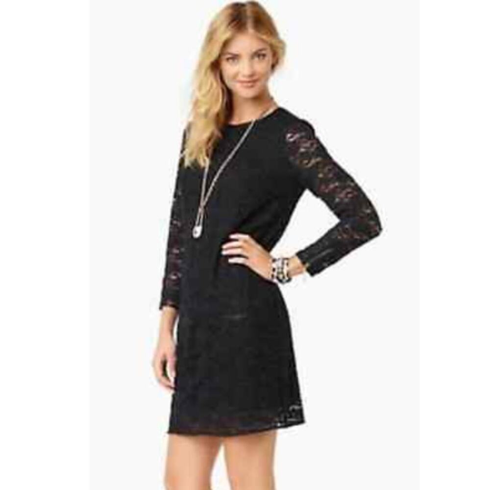 Juicy Couture Black Lace Long Sleeve Back Zip Sheath Dress‎ Womens Size Medium M